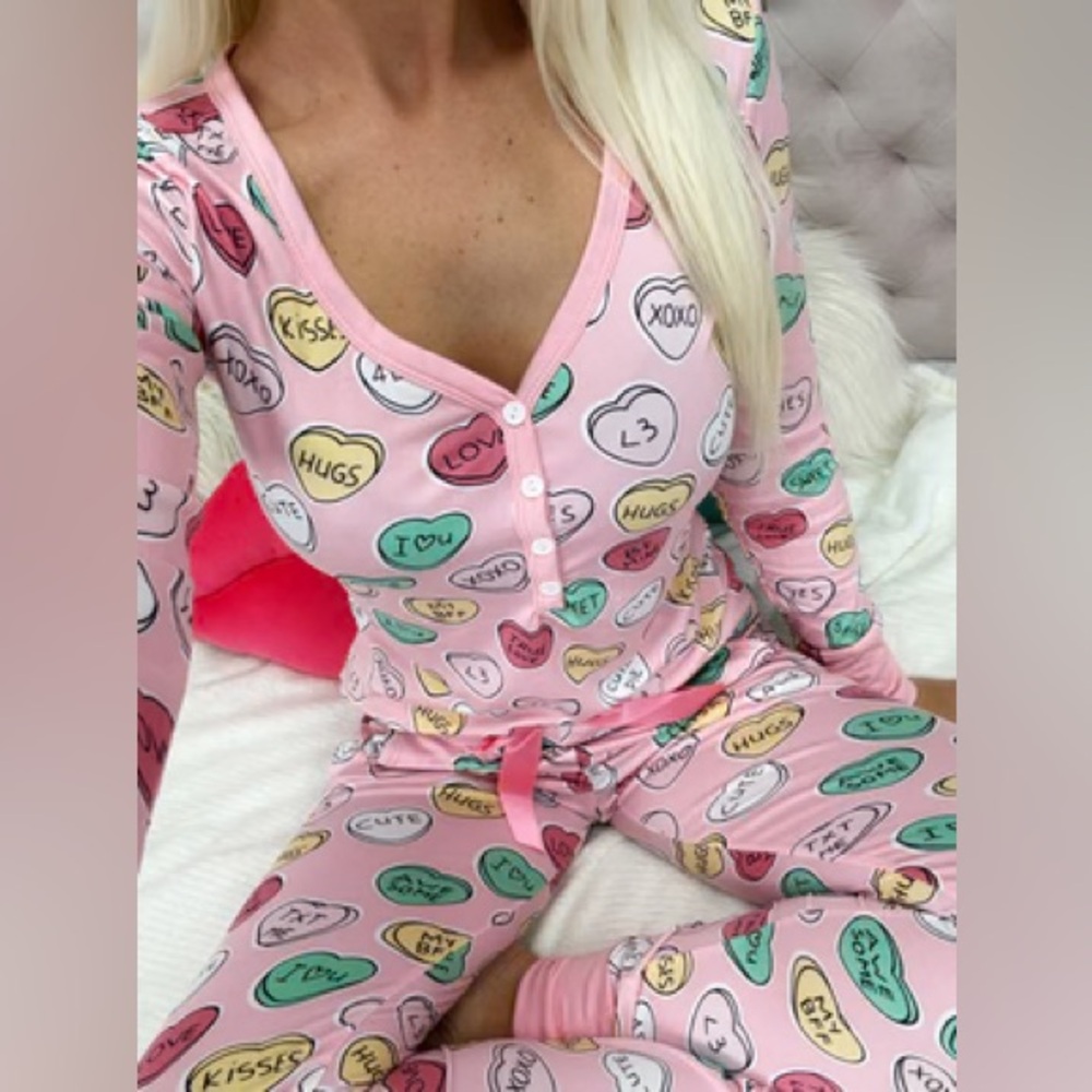 Jordann Jammies Sunshine Sisters Pink Sweetheart Pajama Jogger Size Small